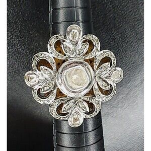 925 Sterling Silver Polki Diamond Ring Statement Piece Natural Raw Handmade sz 7